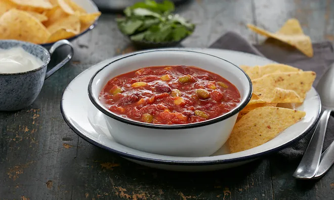 Chili végétarien au maïs et haricots de soya