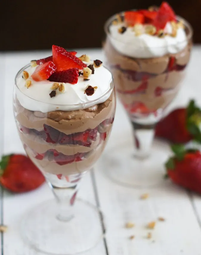 Parfait au cheesecake, fraises et Nutella
