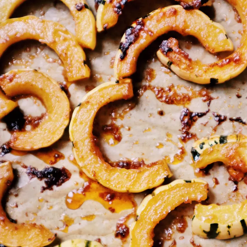 Courge delicata harissa et érable
