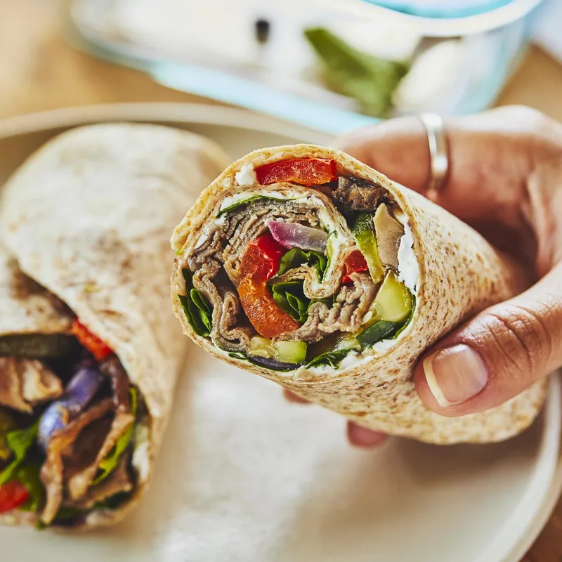 Wrap au bœuf et aux légumes grillés